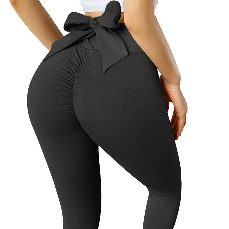Hip-Lifting Bow Fitness Trousers for Women