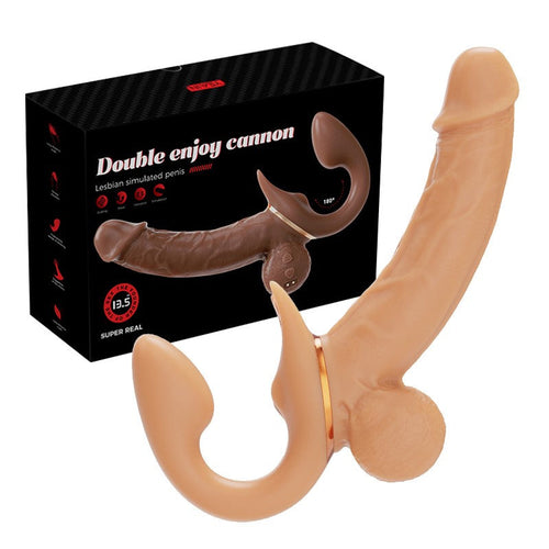 Cannon Double-Ended Vibrating Realistic Dildo Strapless Strap-On