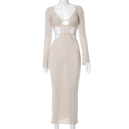 New Ladies Long Sleeve Hollow Dress